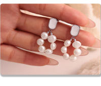 Pendientes de Perlas Naturales de circón pendientes colgantes femeninos pendientes Elegantes - details 5