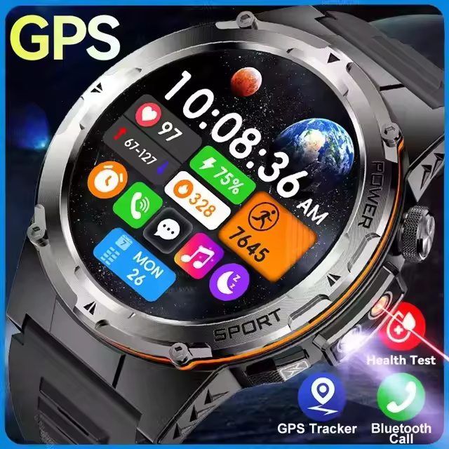 Reloj inteligente con láser infrarrojo para hombres, rayos ultravioleta. Pantalla AMOLED de 1,39 pulgadas, dispositivo resistente al agua IP68, con seguimiento de llamadas de voz, - 1