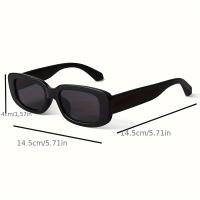 Gafas de Moda Rectangulares Retro para Mujeres - Montura Cuadrada Estrecha al Estilo de los Años 90, Material Brillante de PC, Gafas Elegantes con Protección UV para Conducir y Actividades al Aire Libre, Anteojos de Conducción |   Aspecto Vintage - details 1