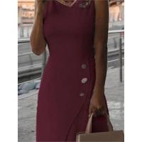 Vestido sin mangas con cuello redondo Moda de verano para mujer, Ropa casual elegante, Negro, Usado, para oficina - details 3
