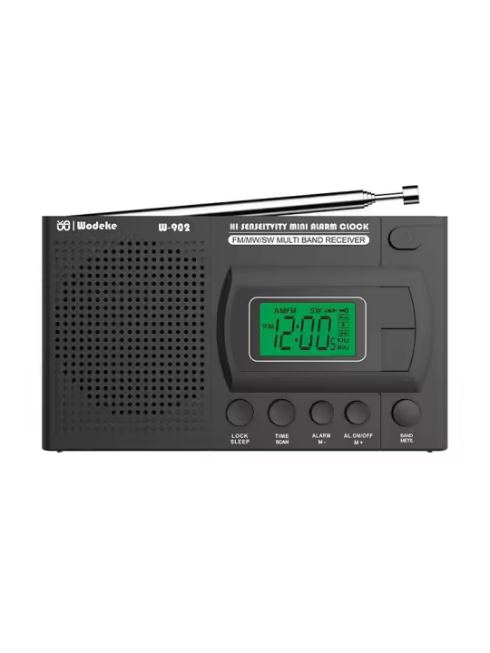 Radio FM / AM / SW Reloj portátil de banda completa Campus Pocket Ancianos Reloj LCD Radio - 1