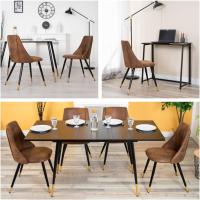 Juego de 2 Sillas de Comedor Vintage Sillón Tapizado en Gamuza con Patas Metálicas para Cocina Salón - details 10