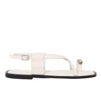 Primavera nuevos zapatos de mujer decoraciones de Metal tira de grano fino Sandalias planas de moda conjunto punta cuadrada zapatos de playa de cabeza - details 6
