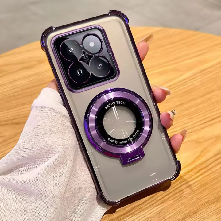 Funda de teléfono con revestimiento magnético para Xiaomi 15, 14, 13, 12, Redmi Note 11, 13, 14 Pro Plus, 12C, 13C, 14C, Poco X3, X5, funda con soporte transparente - 1