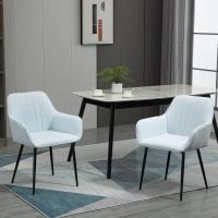Pack de 2 Sillas de Comedor Sillas Decorativas Tapizadas en Lino Sillas de Cocina con Respaldo Reposabrazos y Patas de Metal para Salón 59,5x56,5x81 cm - details 1