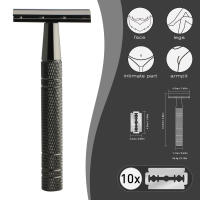 Maquinilla de afeitar de doble filo para hombre, maquinilla de afeitar de Metal reutilizable, con una sola hoja clásica de 10 piezas - details 2