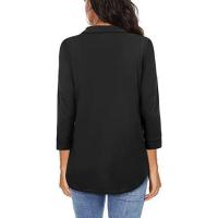 Camisa de Mujer 2025 Elegante Chifón, Cuello en V, Manga 3/4, Estilo Europeo, Tejido Transpirable - Moda de Oficina y Casual - details 3