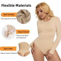 Faja moldeadora de cuerpo completo para mujer, ropa moldeadora de manga larga con cuello redondo, Body transpirable adelgazante, corsé entrenador de cintura con Control de barriga sin costuras - details 3