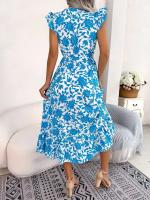 Vestido estampado de primavera y verano para mujer, largo Tre sin mangas, con cuello de seta comestible, adecuado para vacaciones - details 18