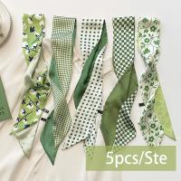 5 unidades/juego de bufanda de satén de seda, bandas para el cabello de tela para mujer, accesorios de tocado, bufandas de señora, cinta para el cuello para asa de bolso - details 6