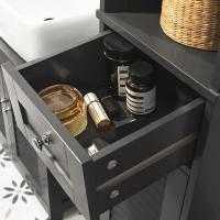 Armario para baño Alto Mueble Columna de Baño Estanterías de Baño con 2 Puertas y 1 Cajón Blanco - details 15