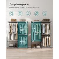Armario de Ropa, Perchero, Burro Ropa, 124 x 43 x 182 cm, 2 Secciones para Colgar, con Compartimentos, Gran Capacidad, para Dormitorio, Salón, Lavandería, Topo RYG026R02 - details 39