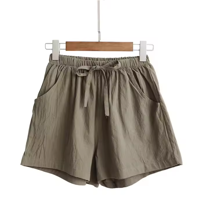 Pantalones cortos de lino y algodón de verano para mujer, pantalones cortos de cintura alta, pantalones cortos, pantalones cortos deportivos informales de moda para mujer - 1