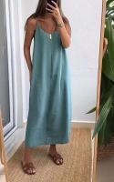 Vestido de Verano Haltéro de Moda Casual para Mujer Cuello en V, Largo, Sin Mangas, Marca Ouwu - details 5