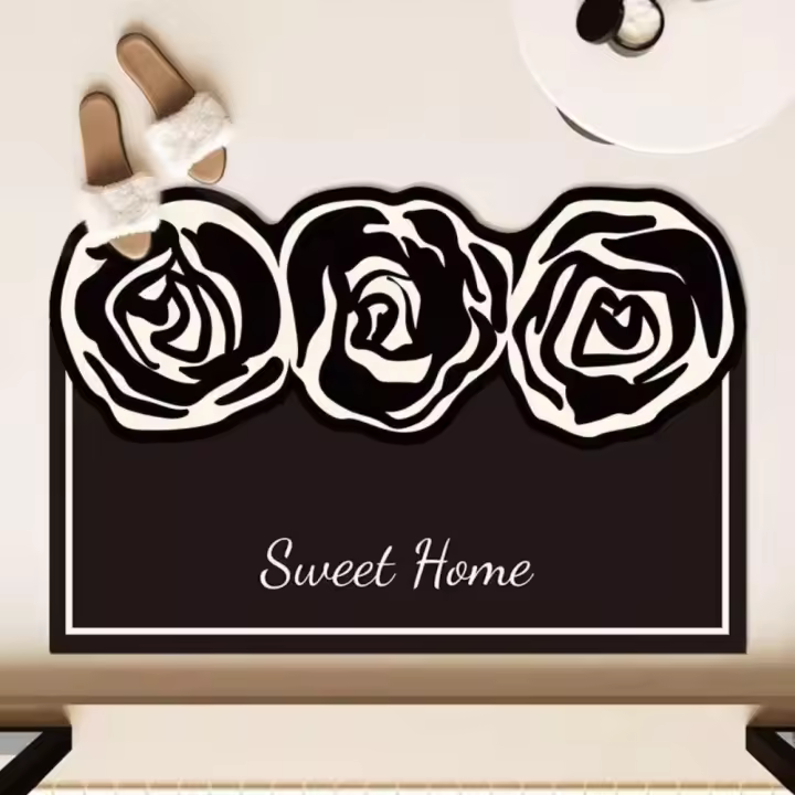 Alfombrilla para bañera, alfombrilla para suelo con patrón de flores súper absorbente, antideslizante, de secado rápido, alfombrilla absorbente para baño, alfombrilla para pies más gruesa con rosas para el hogar - 1