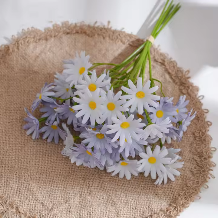 Flores artificiales de crisantemo de lujo, ramas de flores de margaritas realistas de plástico, elegantes flores falsas hechas a mano, decoración para sala de estar - 1