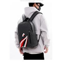 Mochila Simple con personalidad a la moda con boca de tiburón para hombre, mochila escolar a cuadros para estudiantes de secundaria, mochila para ordenador - details 6