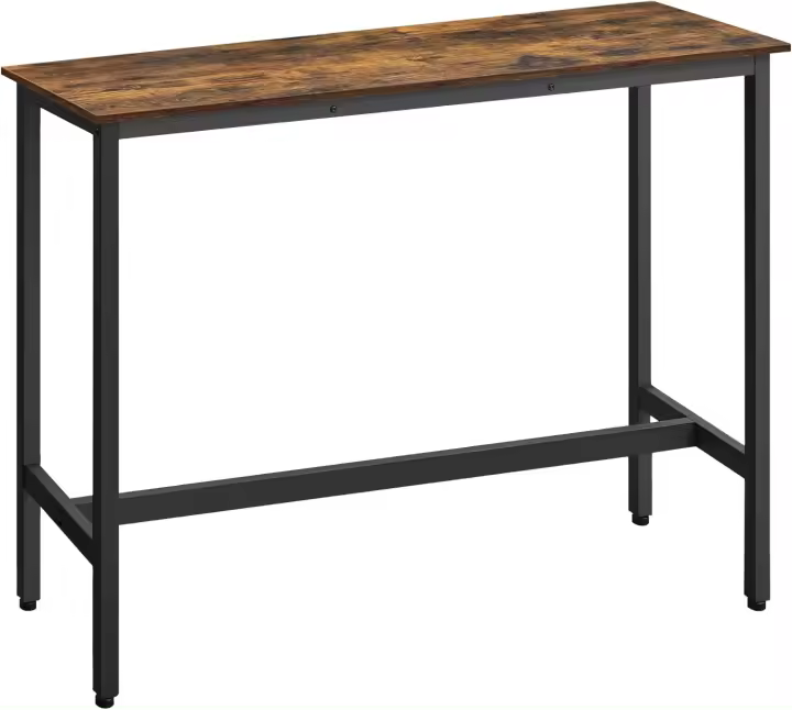 Mesa de Bar Rectangular Estrecha Mesa de Cocina de Metal Robusto con Marco 100 x 40 x 90 cm - 1