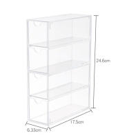 Vitrinas de cristal transparente de 4 capas, organizador de escritorio apilable para sala de estar y el hogar - details 7