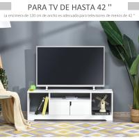 Mueble para Televisor Moderno de 42" Mesa de Salón con Armario de Doble Puerta y 3 Compartimentos Abiertos Blanco Almacenamiento de Media y TV - details 2