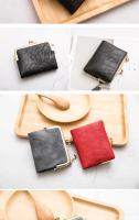 MIYIN-cartera pequeña de cuero para mujer, monedero Vintage plegable, compacto, con cremallera y cierre de beso - details 10