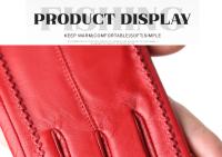 Guantes de piel de oveja para mujer, manoplas cortas de terciopelo fino para pantalla táctil, de cuero, de buena calidad, para invierno, 2226 - details 74