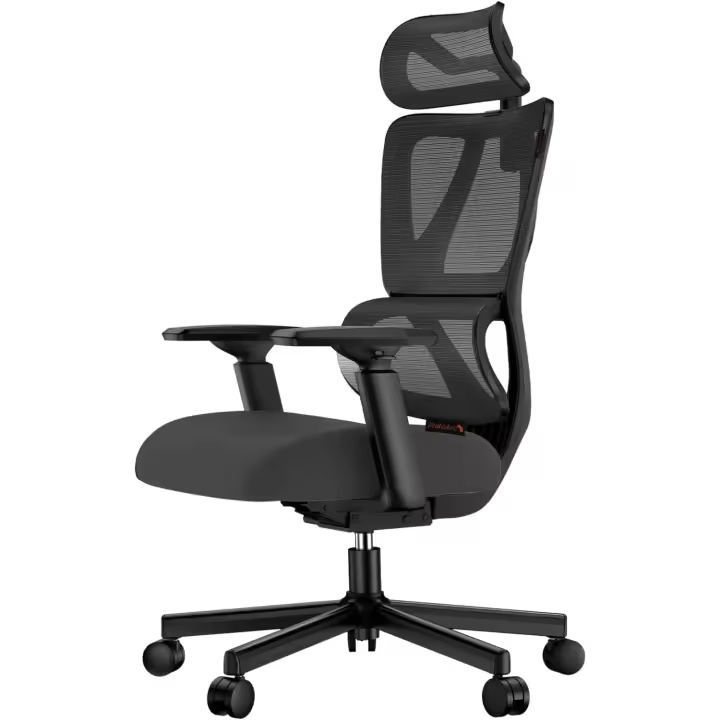 Oficina Ergonómica con Cojín de Muelle de 10 CM, Soporte Lumbar, Apoyabrazos y Reposacabezas Ajustable - Silla Escritorio Cómoda (Negro) - 1