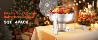 SucceBuy Juego de buffet de platos de frotamiento de 5 cuartos, paquete de 4 chafer de acero inoxidable con sartenes de tamaño completo, servidor calentador redondo con tapa de vidrio y soporte de combustible para bodas, fiestas y banquetes - details 0