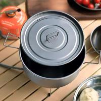 Olla para exteriores de gran capacidad, olla colgante de titanio de 1,8 litros con sistema digestivo de tapa, camping portátil ultraligero y - details 2