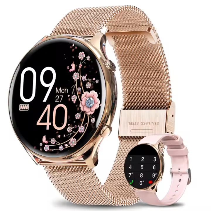 Reloj Inteligente Mujer con Llamadas 5.3, 1.39" Smartwatch Mujer con Función Femenina, 120+ Modos Deportes, Pulsómetro SpO2 Sueño, Caloría, Whatsapp, Podómetro Android iOS Plata, Regalo Mujer - 1