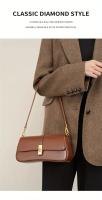 Bolso baguette elegante para mujer - Bolso bandolera desmontable elegante con cierre en tono dorado, marrón/negro, versátil para uso diario, accesorio elegante, artesanía de alta calidad - details 9