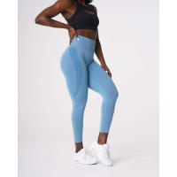Leggings deportivos de cintura alta para mujer NVG de spandex con pantalones interiores suaves para ropa de gimnasio y fitness. - details 22