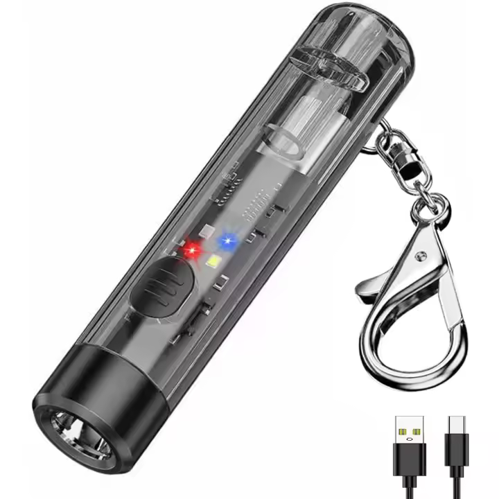 Linterna de llavero, luz de llavero de 150 lúmenes, mini linterna recargable por USB con 3 modos, linterna de llavero impermeable IPX4 para caminar, emergencia, regalo para padres y niños - 1