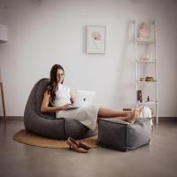 Reposapiés Salon de Lujo - [50x40x30 cm] Sofá Puf de Diseño con Relleno Incluido para Escritorio u Oficina - Taburete Bean Bag Silla Grande en Cuero Sintético Beige - details 6