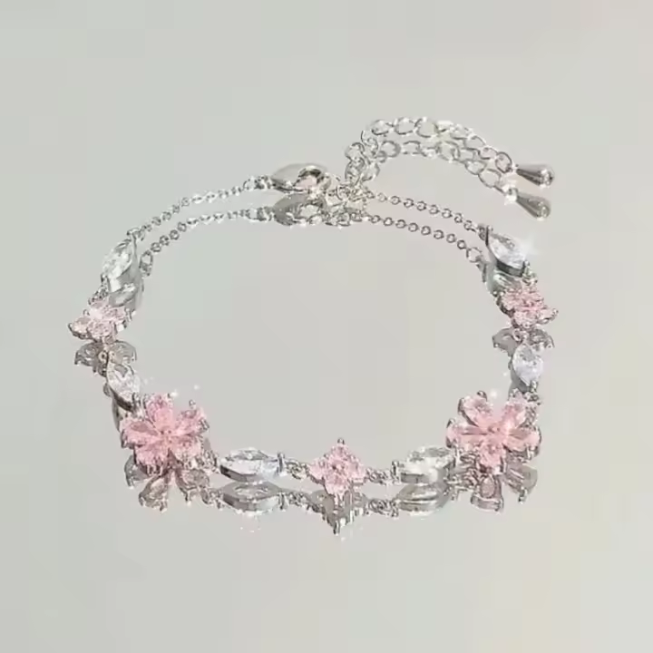 Elegante Pulsera de Cristal con Flores Estilo Y2K para Mujeres Pulseras de Circonio con Lazo de Flor de Cerezo y Luna Regalo de Joyería de Lujo - 1