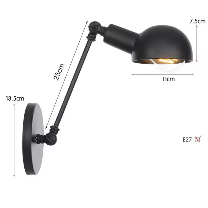Lámpara de pared de Robot oscilante de doble brazo largo, candelabro de Metal Industrial Vintage, estilo Retro, L20/L30/l40 cm, negro, iluminación del hogar - 1