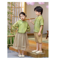 Conjunto de dos piezas de Hanfu chino para niñas, disfraz de jardín elegante y moderno estilo Tang para actuación del Día del Niño - details 15