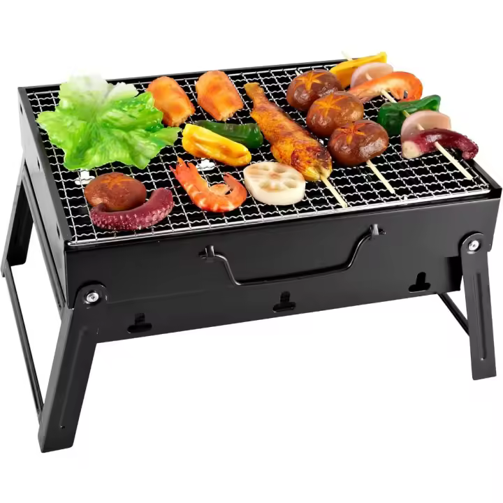 Barbacoa plegable de carbón o leña, para camping o viaje, Schwarz NR.1 - 1