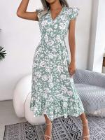 Vestido estampado de primavera y verano para mujer, largo Tre sin mangas, con cuello de seta comestible, adecuado para vacaciones - details 9