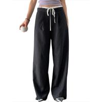 Pantalones de pierna recta a rayas con empalme de moda coreana de cintura alta sueltos nuevos de primavera y otoño para mujer - details 1