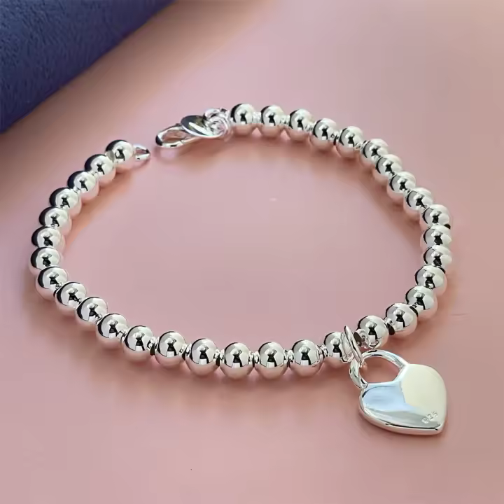 Pulsera de Plata Esterlina 925 con Cuentas de Buda Encanto de Tarjeta de Corazón Moda para Mujeres - 1