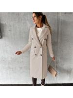Abrigo De Mujer De Punto De Lana Con Cuello En V Y Botones Dobles De Color Sólido Largo De Manga Para Otoño/Invierno - details 5