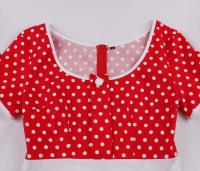 Vestido de Verano Vintage Hepburn Polka Dot de Contraste Cuello Cuadrado de los 50 Cintura Alta - details 31