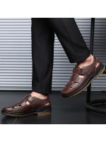 Sandalias de piel de vaca huecas de verano, sandalias ligeras transpirables para hombre, sandalias para exteriores, zapatos de playa cómodos informales de viaje para hombre de gran tamaño - details 2