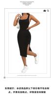 Productos transfronterizos para primavera y verano, vestido de tela con rayas abiertas, falda cosida a la cadera con tirantes lisos de - details 4