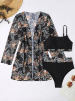 Conjunto de Bikini de manga larga para mujer, Bañador estampado de 3 piezas, traje de baño Sexy de verano, novedad - details 2