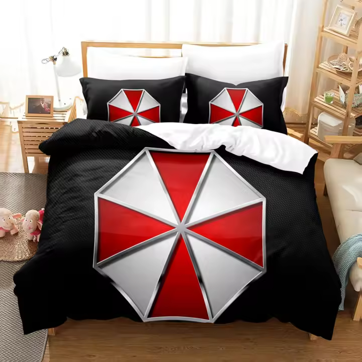 Juego de Ropa de Cama de Paraguas Rojo Tamaño Rey y Twin para Niños y Adultos - 1