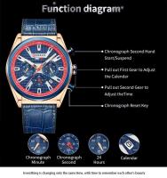 Reloj de Negocios Elegante CURREN 8392 Correa de Cuero de Lujo Estilo Retro Azul Verde Gris Marrón - details 6