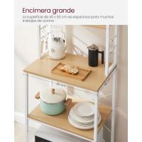 EstanterÍa de Cocina, EstanterÍa de PanaderÍa, 6 Estantes y 6 Ganchos, para Microondas, Marco de Acero, Industrial, 40 x 80 x 167 cm, MarrÓn RÚstico y Negro - details 40