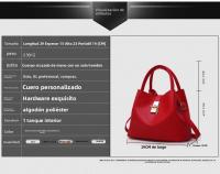 Bolso de hombro de las mujeres, bolso de mano con patrón lichi de gran capacidad, bolso cruzado de PU, bolso de las mujeres rojas - details 0